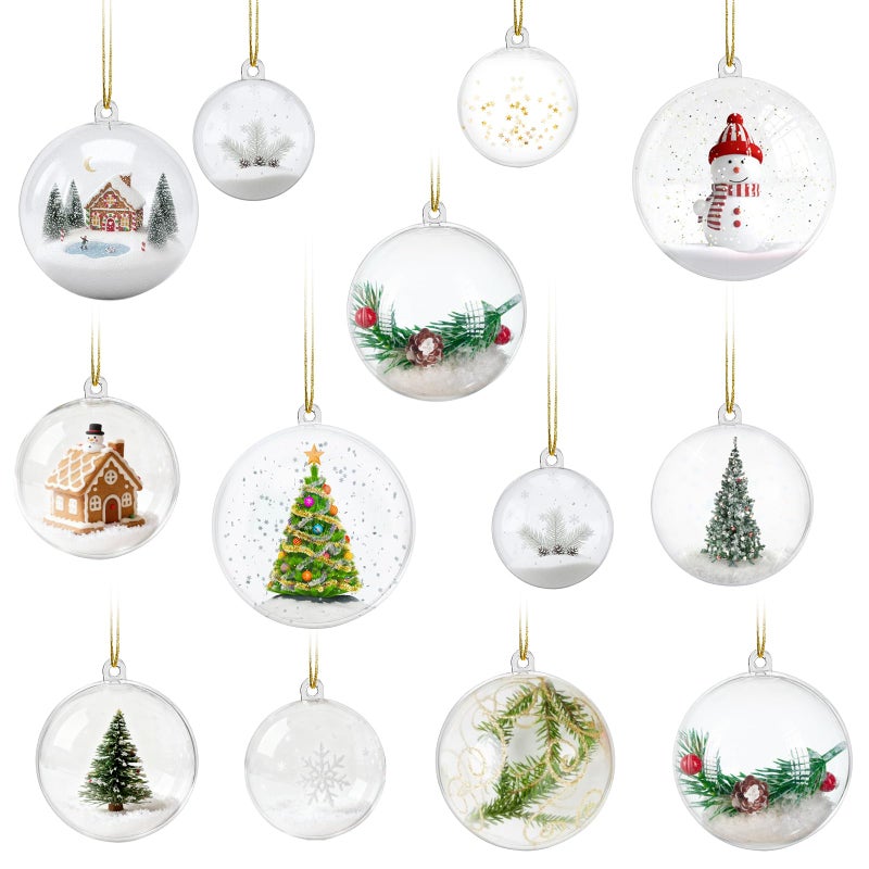 Kingrol 50-Pack Clear Plastic Fillable Ornaments, 5 Assorted Sizes (1.1"-2.75") - Snap-Open Craft Balls for Christmas Decorations, DIY Baubles & Holiday Hanging DÃ©cor - Image 5